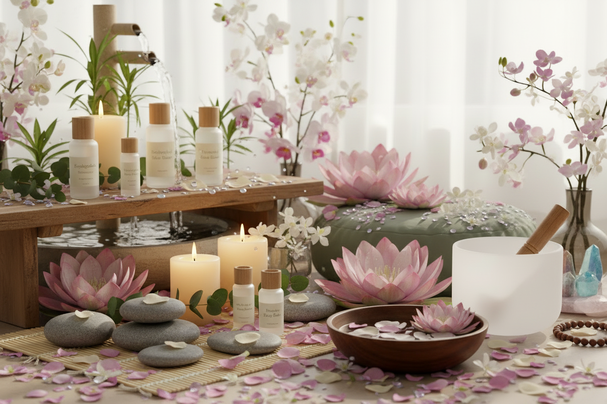 add floral vibe and water features